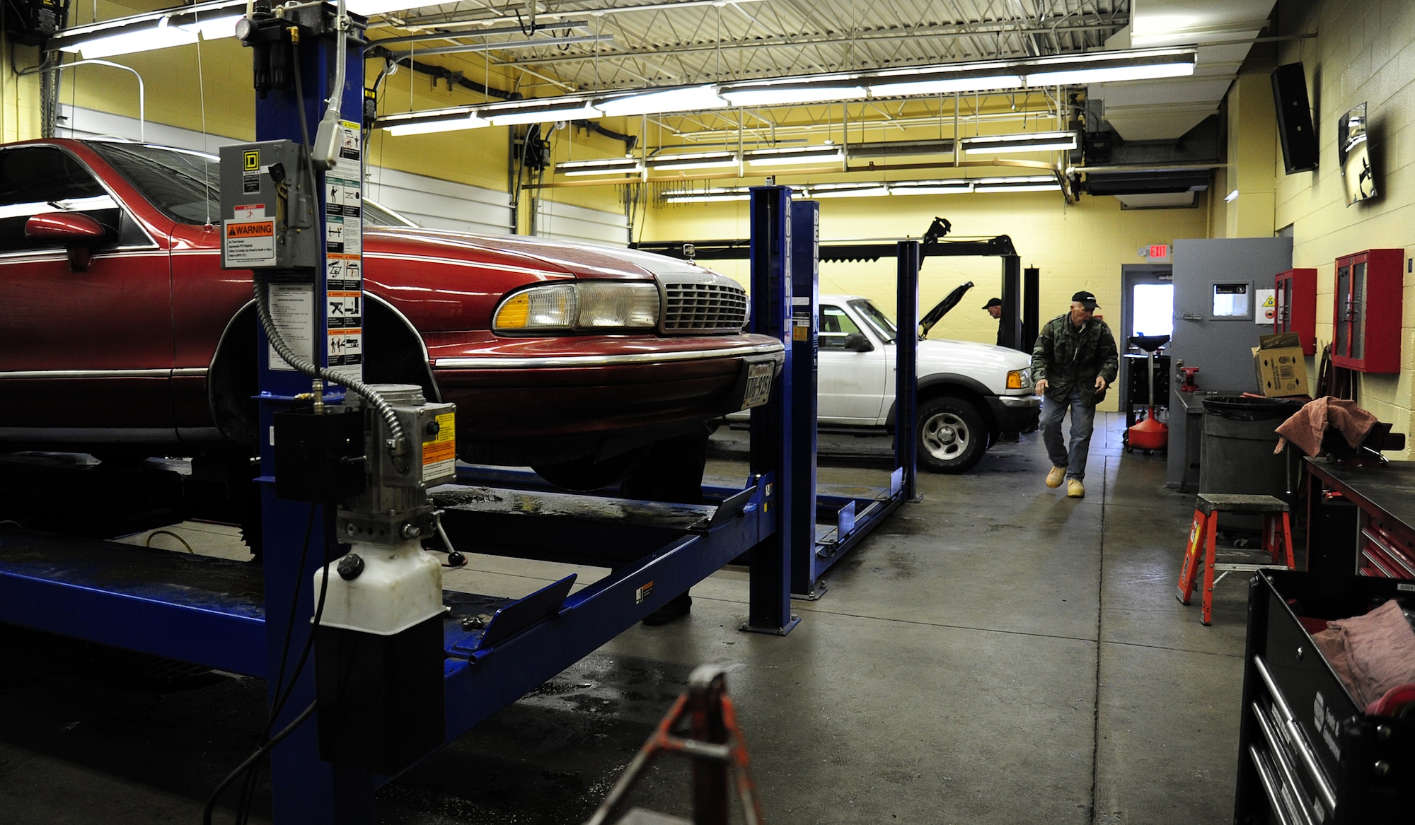 The auto hobby shop comes equipped with 21 bays that have ten lifts and a full line of tools for do-it-yourself maintenance and repairs. It’s open Monday through Saturday and located across from the fitness center. (U.S. Air Force photo by Airman 1st Class Janelle Patiño)