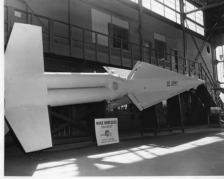 North Carolina Air National Guard, NCANG, 145 Airlift Wing, 145 AW, 156 Airlift Squadron, 1981, Nike Hercules Built in Charlotte, Plant Located Graham Street and Highway 21  (Photo by NCANG Heritage Program)