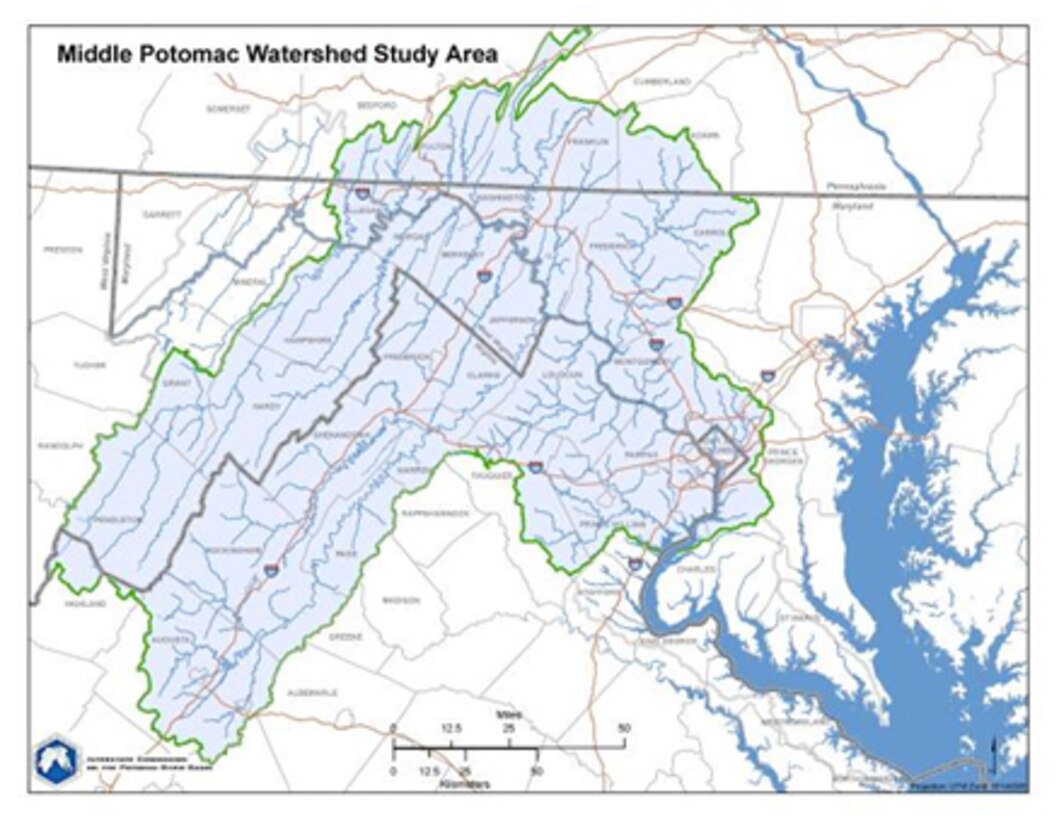 Map of Middle Potomac Study Area