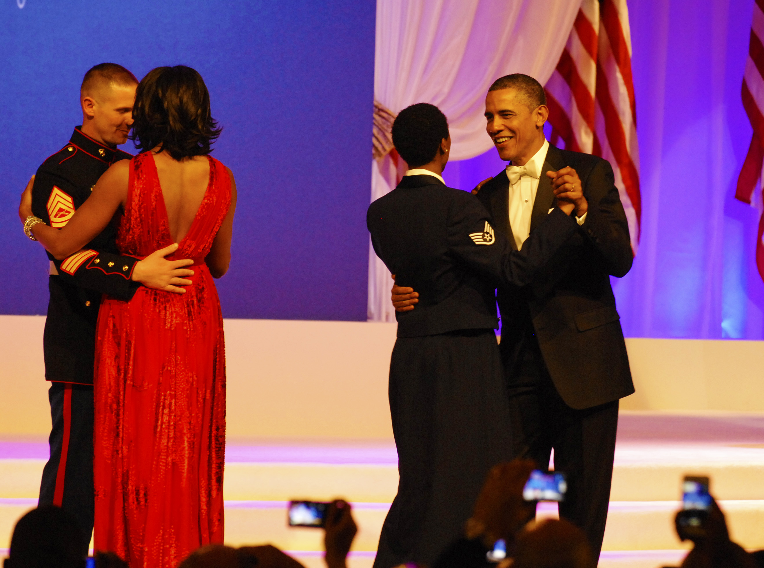 President Barack Obama dances with Air Force Staff Sgt. Bria Nelson