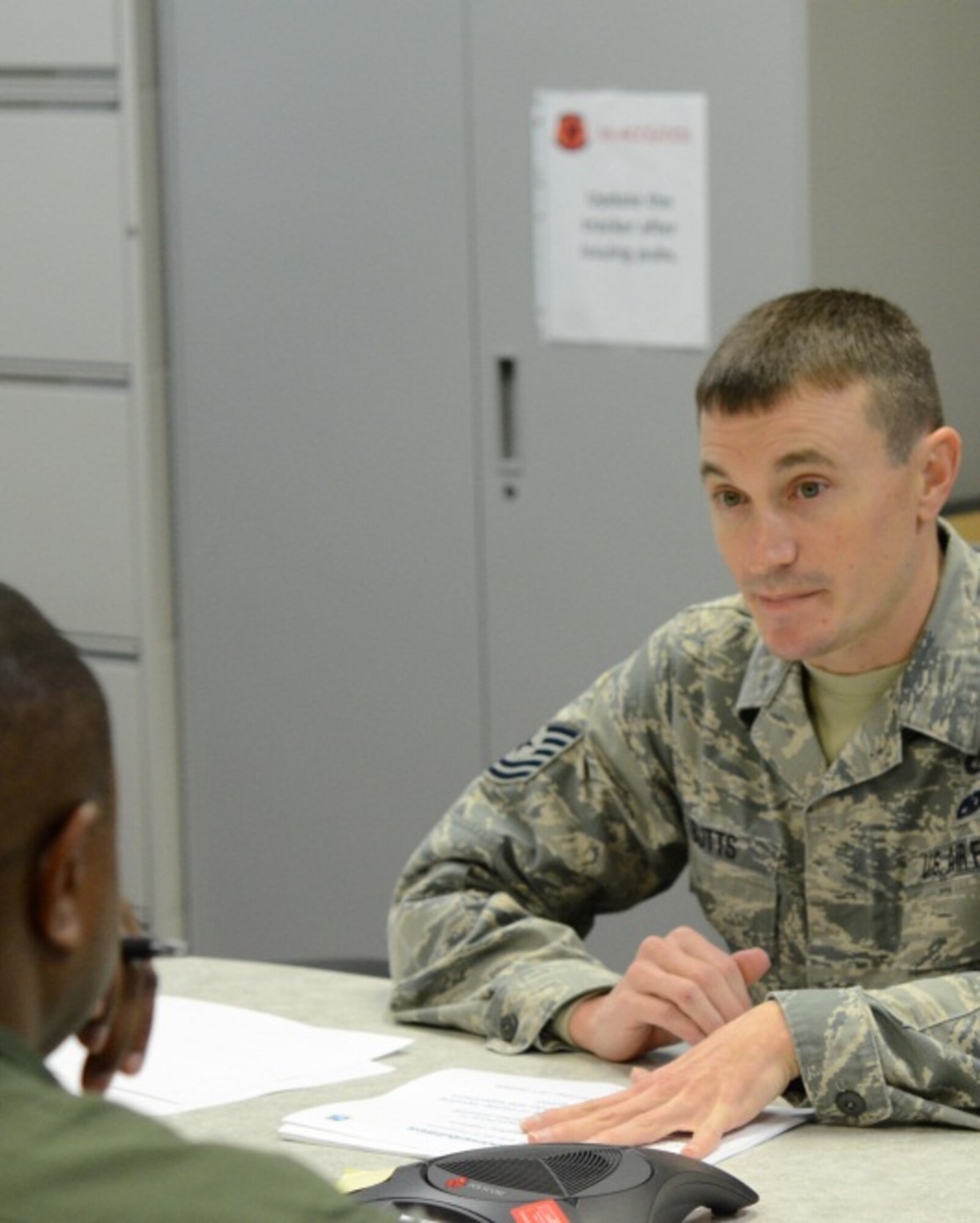 Air National Guard Tech. Sgt. Jason Butts, 116th ground safety explosives safety specialist conducts safety training for a wing member at Robins Air Force Base, Ga., Jan. 18, 2013. (National Guard photo by Tech. Sgt. Regina Young/released)