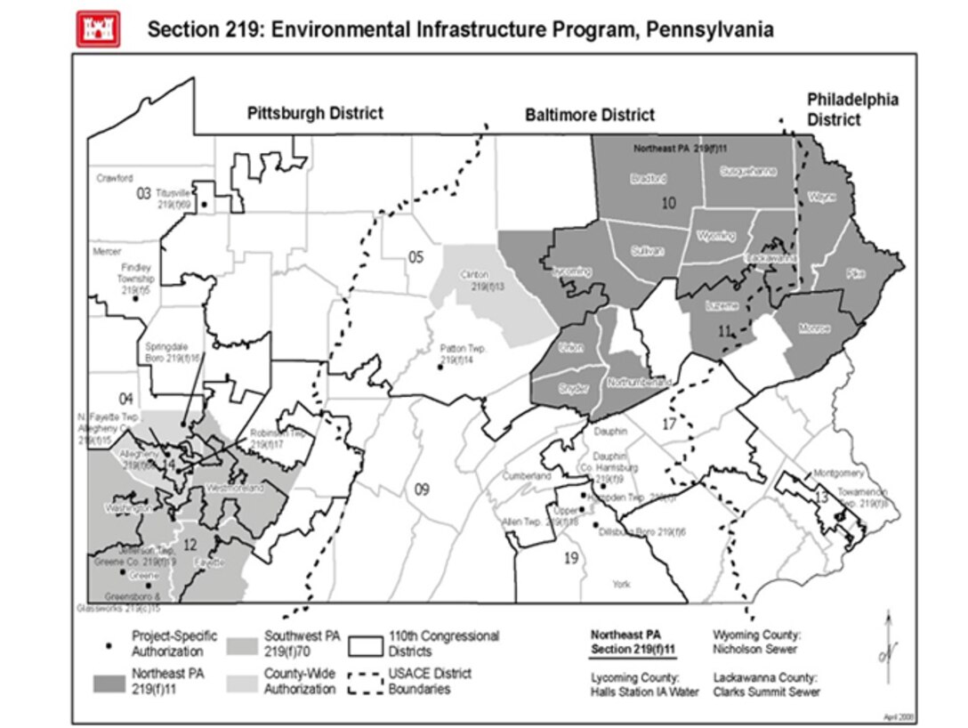 Map of Northeast Pennsylvania Infrastructure Program