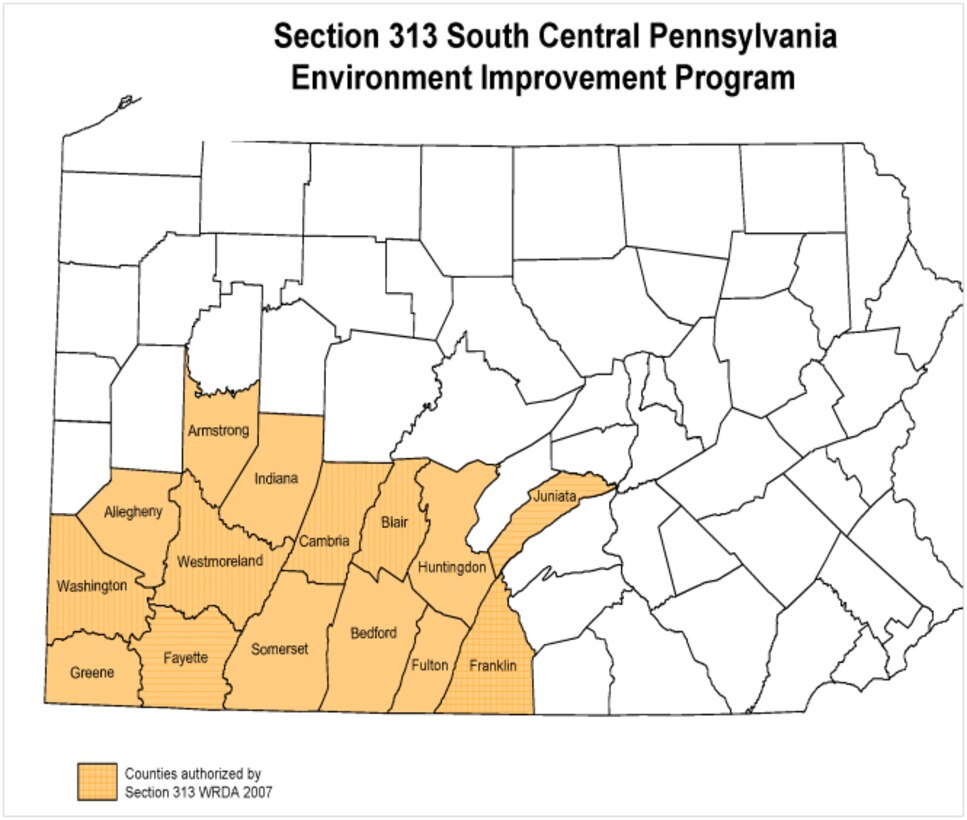 Map of Section 313 Central Pennsylvania Environment Imprvement Program.