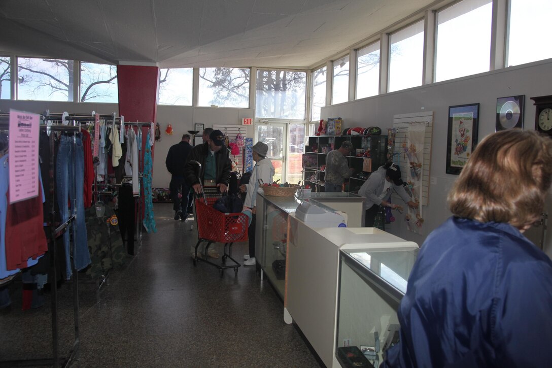 Patrons shop around at the Whistle Stop Thrift Shop Jan. 19. 