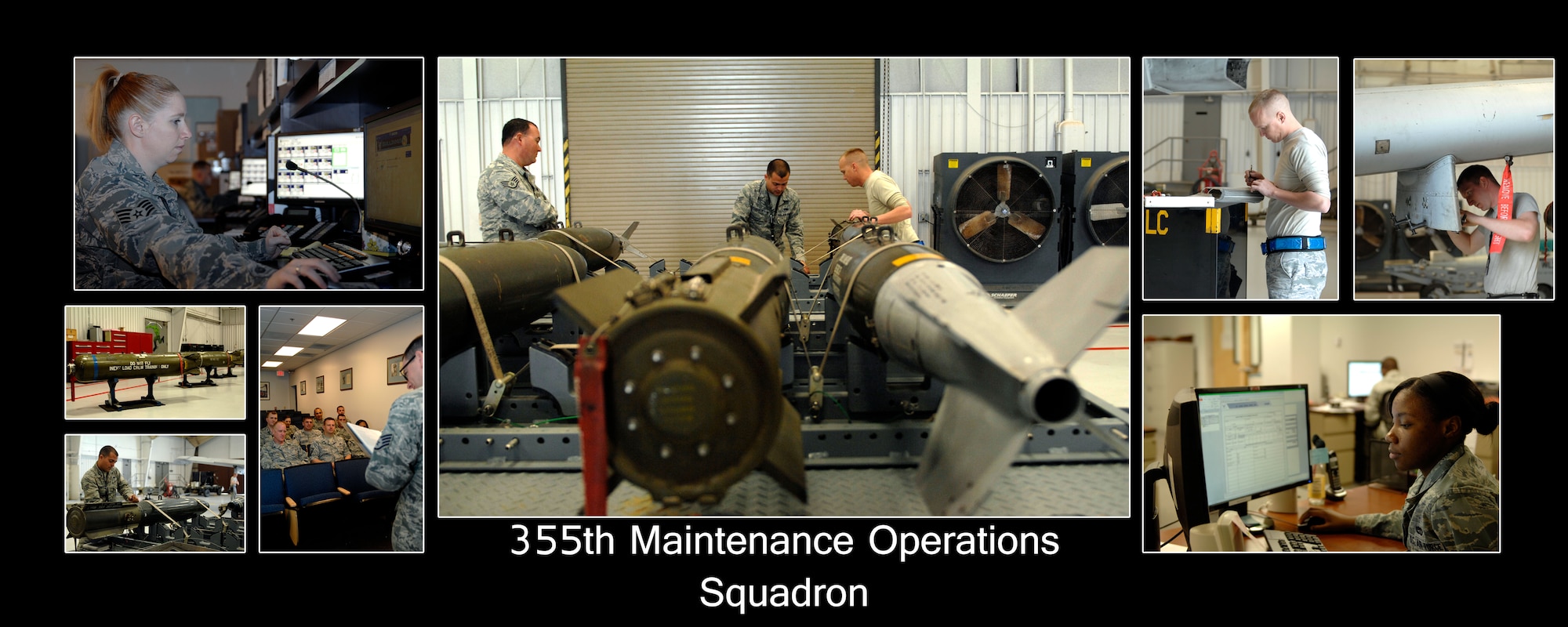The 355th Maintenance Operations Squadron is home of the "Spartans". The squadron provides 24 hour aircraft maintenance command and control capability, and directs the maintenance scheduling and analysis programs. It provides for group-level maintenance quality assurance, weapons load standardization and engine management in support of Davis-Monthan Air Force Base. (U.S. Air Force photo by Senior Airman Saphfire Cook)