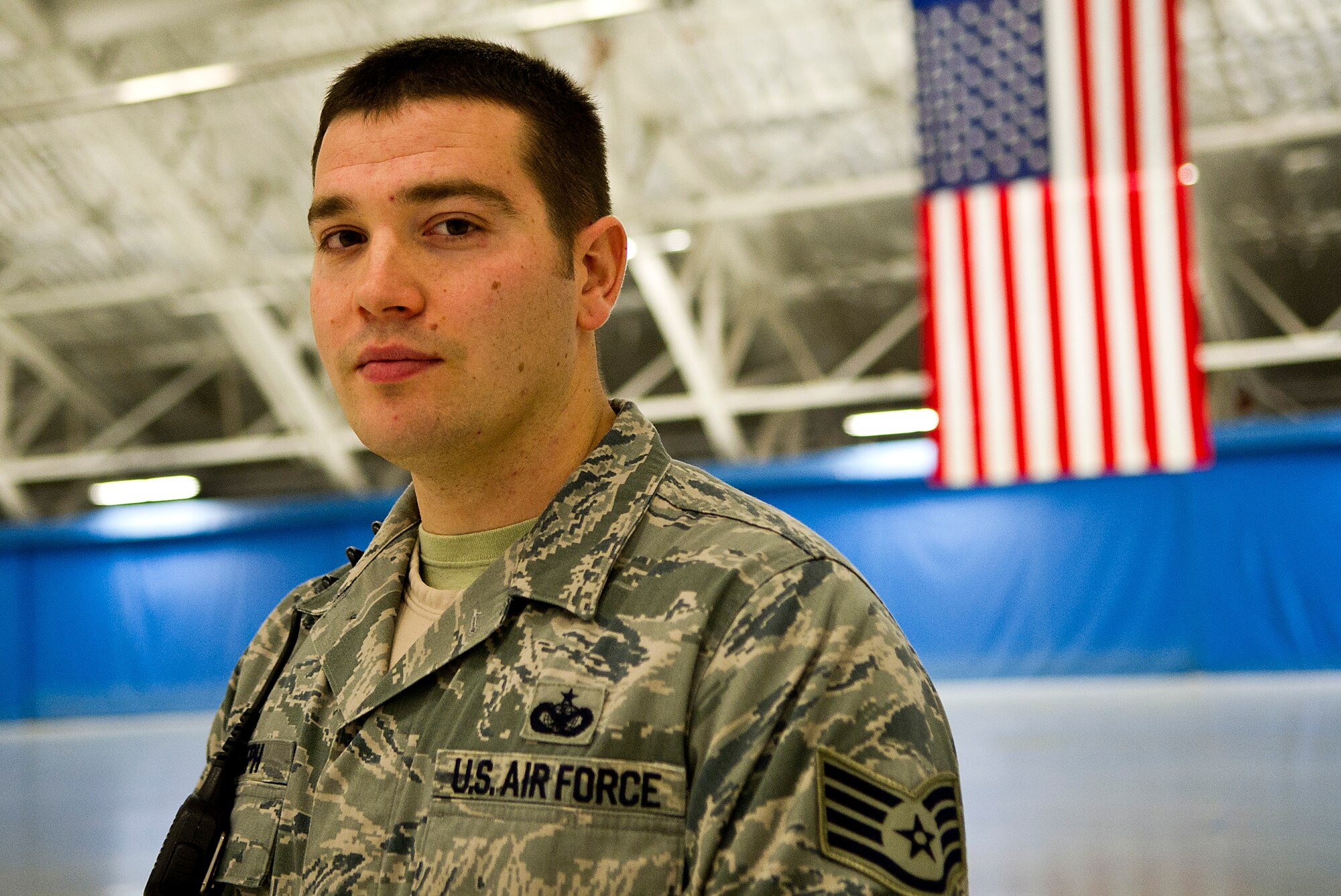 Staff Sgt. Ronnie Joseph, 811th Security Forces Squadron element leader helped escort media for the 57th Presidential Inaugural Parade rehearsal Jan. 11, 2013 at Joint Base Andrews, Md. In addition to providing base security throughout the inaugural period, Joseph and his team were prepared to provide additional security if needed.  “As long as the job gets done and the mission gets accomplished I’m happy,” said Joseph, native of Hendersonville, N.C. (U.S. Air Force photo by 1st Lt. Ashleigh Peck)