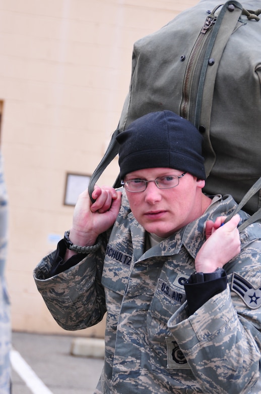 Members of the Pennsylvania Air National Guard's 171st Air Refueling Wing Security Forces Squadron augments Army National Guard counterparts in the 28th Military Police Company in deploying to New York to support Hurricane Sandy relief efforts.  
Thirty-three members from the 171st Air Refueling Wing, located in Findlay Township, deploy first to Fort Indiantown Gap for training and familiarization; from there, these Citizen Airmen will head to New York to support civil authorities there along with the 28th Military Police Company. (National Guard photo by Master Sgt. Stacey Barkey/released)