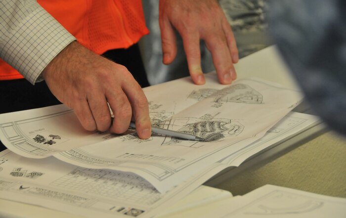 John Hoyt, Forest City vice president of development, explains the layout of the new housing community to base leadership, Jan. 23, 2013 at JB Charleston – Air Base, S.C. Forest City, the privatized housing company at JB Charleston, recently completed Phase Four of the new housing development. Currently, 265 homes have been built and are available to military members and their families. (U.S. Air Force photo/ Airman 1st Class Jared Trimarchi)