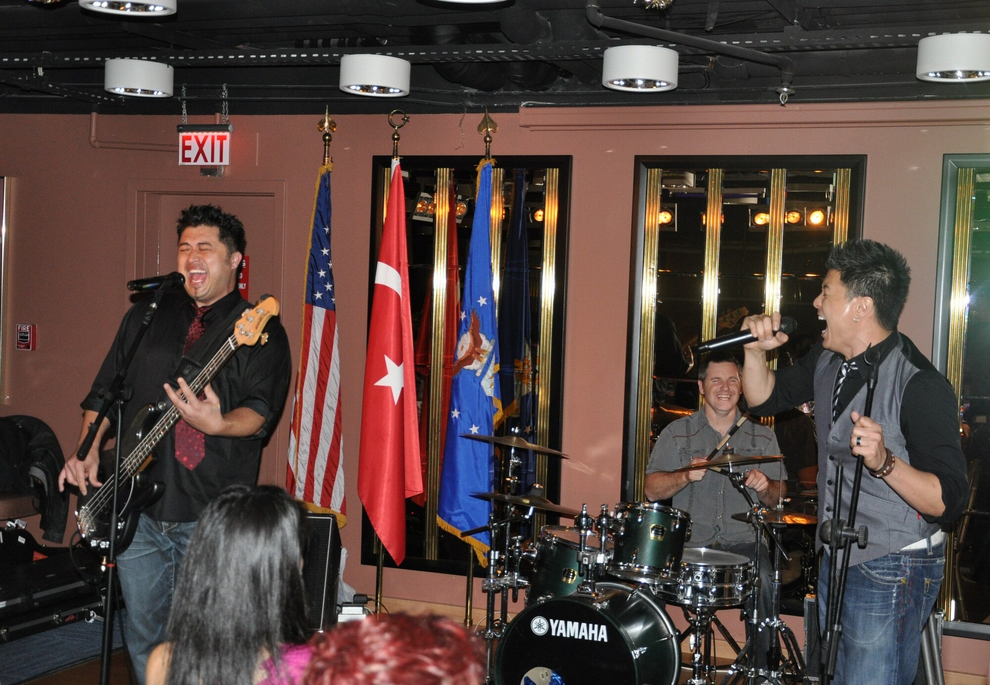 Adam's Attic performs at the Izmir Club Jan. 18, 2013, at Izmir Air Base, Turkey. The band gave performances at Izmir and Incirlik as part of an Armed Forces Entertainment tour, which provides entertainment for service members, civilians and their families stationed overseas. (U.S. Air Force photo by Tanju Varlikli/Released)