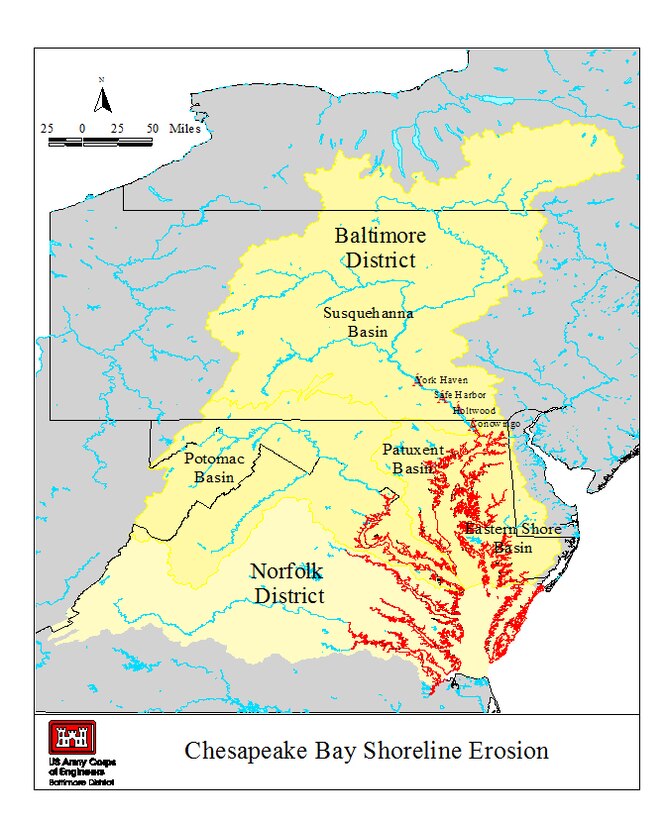 Map of Chesapeake Bay Shoreline Maryland Coastal Management