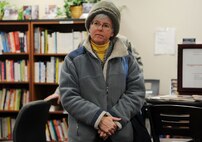 MINOT AIR FORCE BASE, N.D.-- Pat Nordel, spouse of Chief Master Sgt. David Nordel, 20th Air Force command chief, receives a briefing about the Airman and Family readiness center during her tour of various health and wellness facilities of the 5th Bomb Wing and the 91st Missile Wing here, Jan. 24. Twentieth Air Force is responsible for maintaining and operating the Air Force's ICBM force. Designated as U.S. Strategic Command's Task Force 214, 20th AF provides on-alert, combat ready ICBMs to the President of the United States.(U.S. Air Force photo/Senior Airman Brittany Y. Auld)