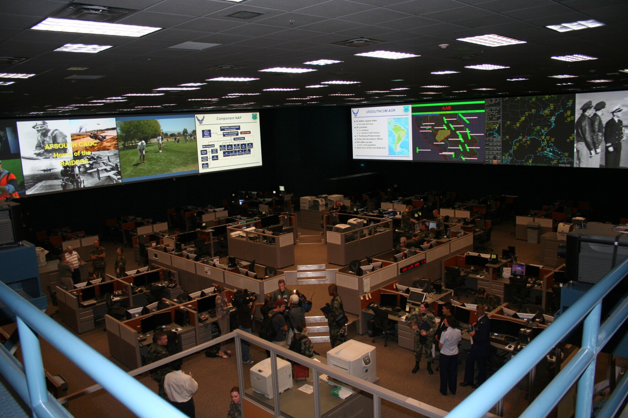 An interior shot of the 12th Air Force combined air and space operations center on Davis-Monthan Air Force Base, Ariz. Each air operations center has responsibility over a specified geographic location and mission.
