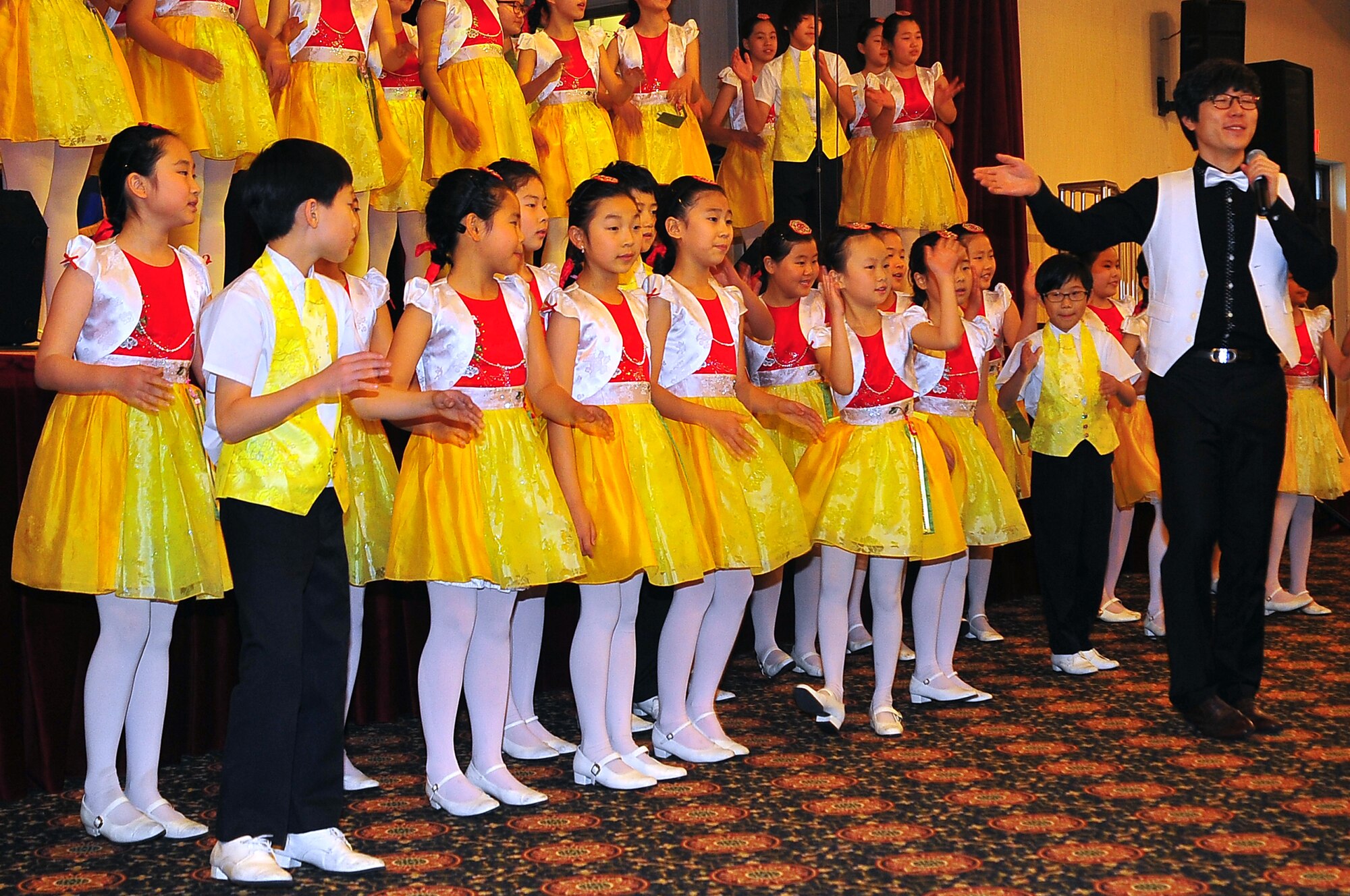 Members from the Far East Broadcasting Company perform for the National Prayer Breakfast at the Officers Club on Osan Air Base, Republic of Korea, Jan. 28, 2013. The FEBC is a children’s choir that is committed to proclaim the Gospel.  The choir has toured extensively across the United States, Canada, Australia, Europe and Korea.  (U.S. Air Force photo/Staff Sgt. Emerson Nuñez)