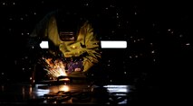 MINOT AIR FORCE BASE, N.D. – Airman 1st Class David Moore, 5th Maintenance Squadron metals technician, welds a piece of damaged equipment here, Jan. 17. The 5th MXS’s  Metals Technology Flight uses a lathe, drill press, torch and imagination to repair, and at times create, parts that are no longer in production. (U.S. Air Force photo/Senior Airman Brittany Y. Auld)