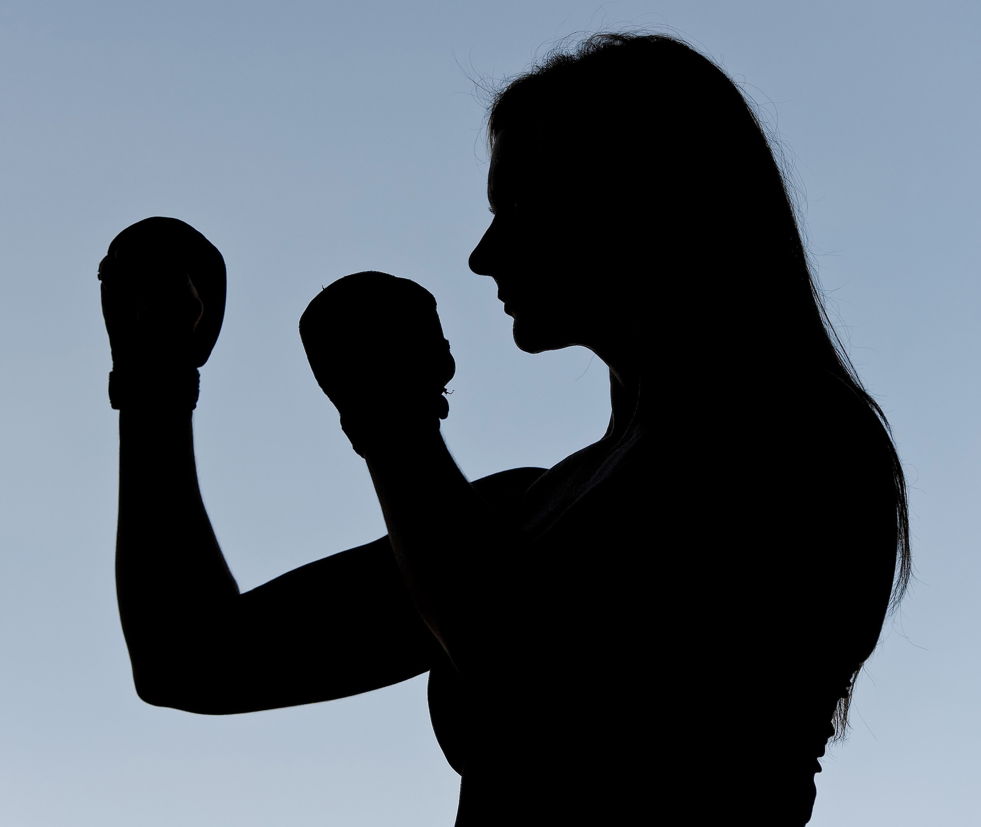 Dawn Fiore, the wife a Reserve pilot assigned to the 326th Airlift Squadron, Dover Air Base, Del., strikes a fighting stance Nov. 16, 2012, at the base fitness center. Fiore discreetly battled multiple sclerosis for eight years until an online feature interview in 2012, when she went public about wrangling her medical illness with fitness and martial arts. After being diagnosed with MS, Fiore went on to earn a first degree black belt in Taekwondo and practices other martial arts, including Brazilian Jiu Jitsu, Judo and Haidong Gumdo. (U.S. Air Force photo/Roland Balik)