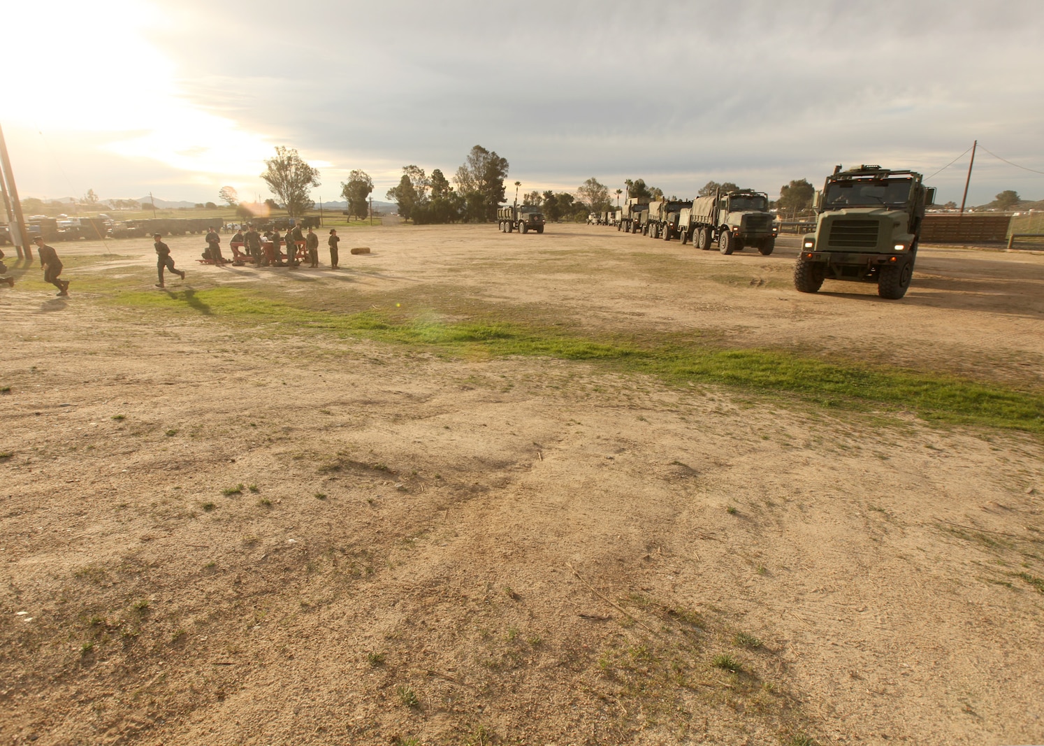 A 9th Communication Battalion convoy embarks on a nine-day training exercise to establish communications to support Exercise Dawn Blitz 13.1, at Camp Pendleton, Calif., Jan. 23. The 9th Comm. Bn., Marines and 1st Intelligence Battalion, will establish communications and an intelligence operations center to validate their readiness and ability to support 1st Marine Expeditionary Brigade in the event of a contingency.


