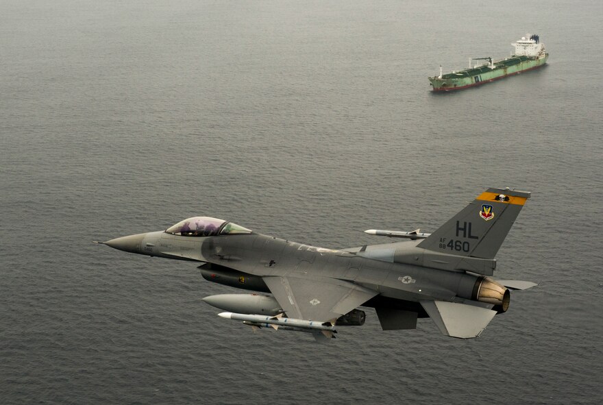 U.S. Air Force F-16 Fighting Falcons from the 421st Fighter Squadron at Hill
AFB, Utah, practice air to sea maneuvers over the Pacific Ocean Jan. 25, near Miramar Marine Corps Base, Calif. The F-16s flew and trained in support
of the Marines Integrated Training Exercise (ITX) 13-1. The ITX is the training
exercise that Marines come to prior to deploying to practice real world
scenarios. (U.S. Air Force photo/Released by Staff Sgt. Stephany Richards)