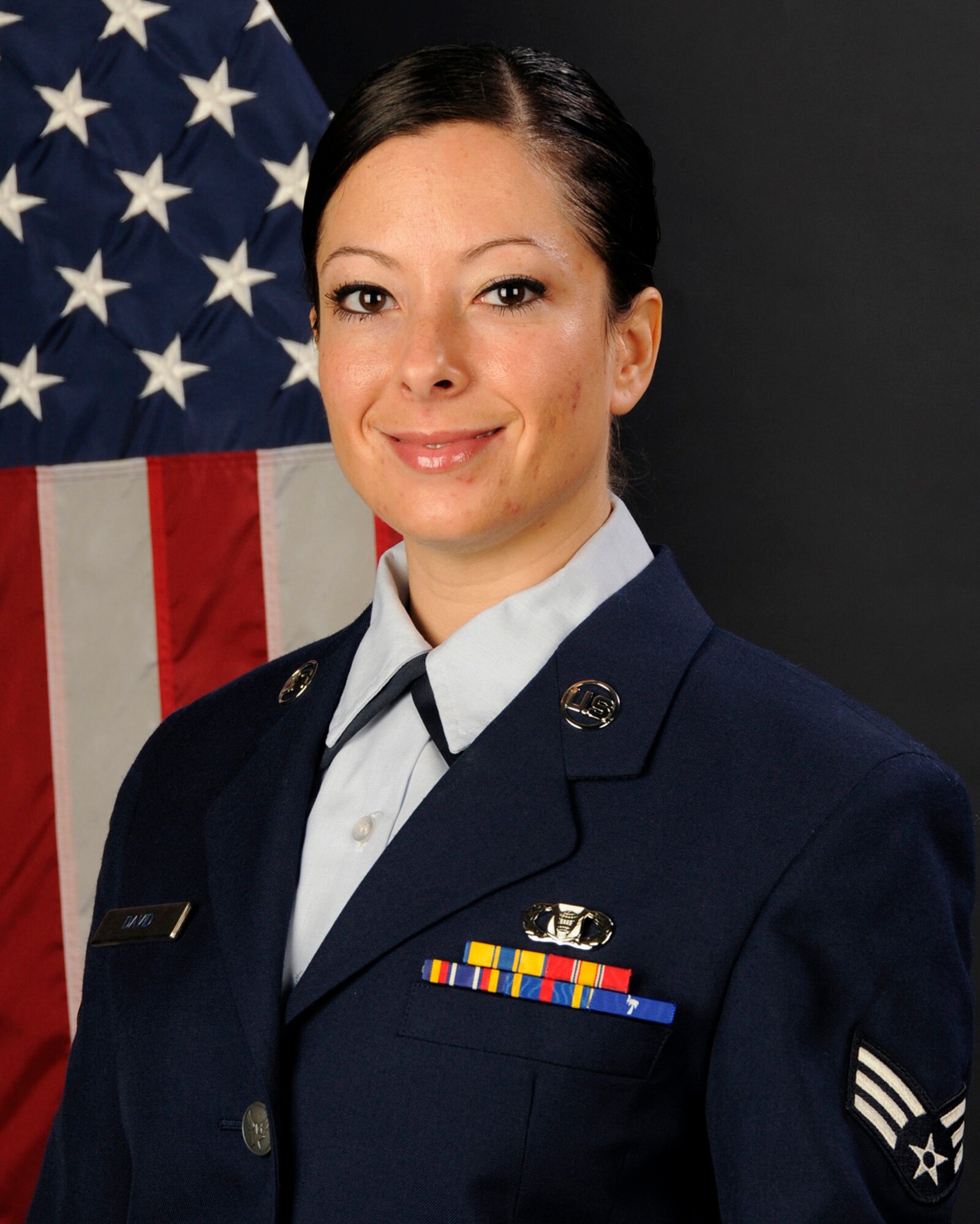 Senior Airman Ashleigh David, with the 169th Fighter Wing at McEntire Joint National Guard Base, S.C., poses for her portrait on Jan. 17, 2013. Airman David was selected as the (Full Time) 169th Fighter Wing Airman of the year for 2012.
(National Guard photo by Tech. Sgt. Caycee Watson/Released)
