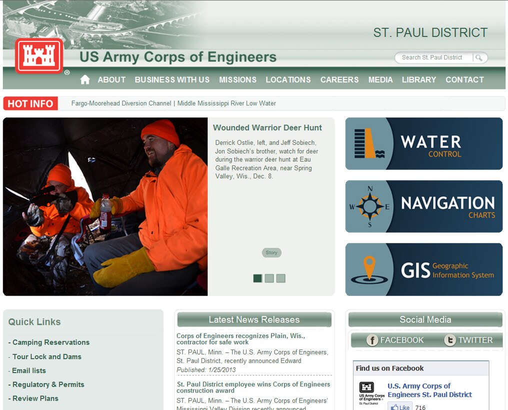 Screenshot of St. Paul District's new homepage