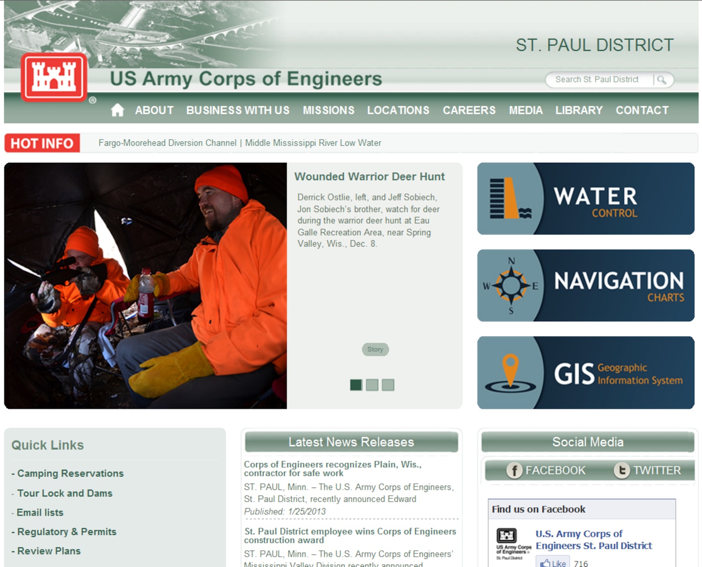 Screenshot of St. Paul District's new homepage