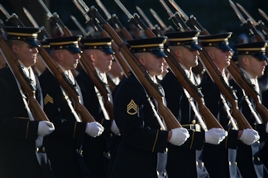 U.S. Army soldiers from the 3rd Infantry Regiment "The Old Guard” march in the Presidential Inauguration Parade in Washington, D.C., on Jan. 21, 2013.  