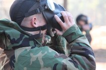 Marines with Combat Logistics Regiment 27, 2nd Marine Logistics Group underwent their annual gas-chamber training aboard Camp Lejeune, N.C., Nov. 29, 2012. The servicemembers practiced donning and clearing their gas masks in a contaminated environment, and received classroom instruction on how to react after a chemical, biological, radiological or nuclear attack in the field. 