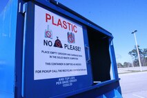A large recycling container sits outside one of 2nd Marine Logistics Group’s barracks aboard Camp Lejeune, N.C., Jan. 22, 2013. The containers will help servicemembers keep the area clean and reduce pollution as the base strives to cut solid waste sent to its landfill by 50 percent.