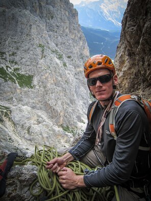 Capt. Lucas Gruenther, 31st Fighter Wing chief of flight safety, is pictured mountain climbing in Italy. Gruenther was declared missing during a nighttime training mission Jan. 28.

