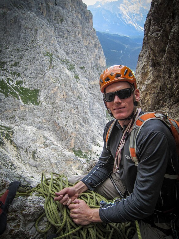 Capt. Lucas Gruenther, 31st Fighter Wing chief of flight safety, is pictured mountain climbing in Italy. Gruenther was declared missing during a nighttime training mission Jan. 28.

