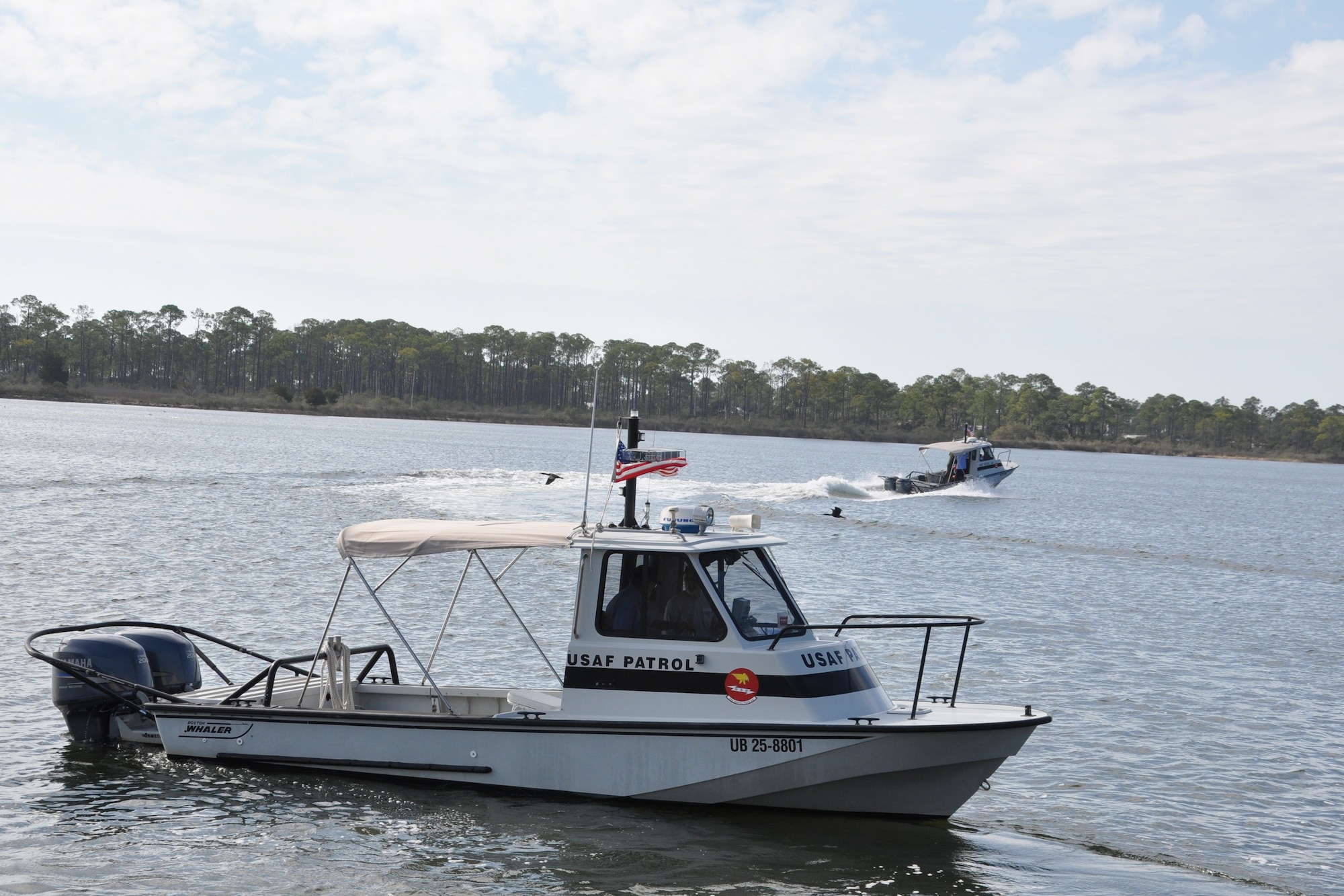 The 82nd Aerial Targets Squadron launched its two patrol boats to clear watercraft from the restricted area in St. Andrew’s Sound and Crooked Island Jan. 29 prior to the subscale drone launch over the Gulf of Mexico. (U.S. Air Force photo by Senior Airman Christopher Reel)