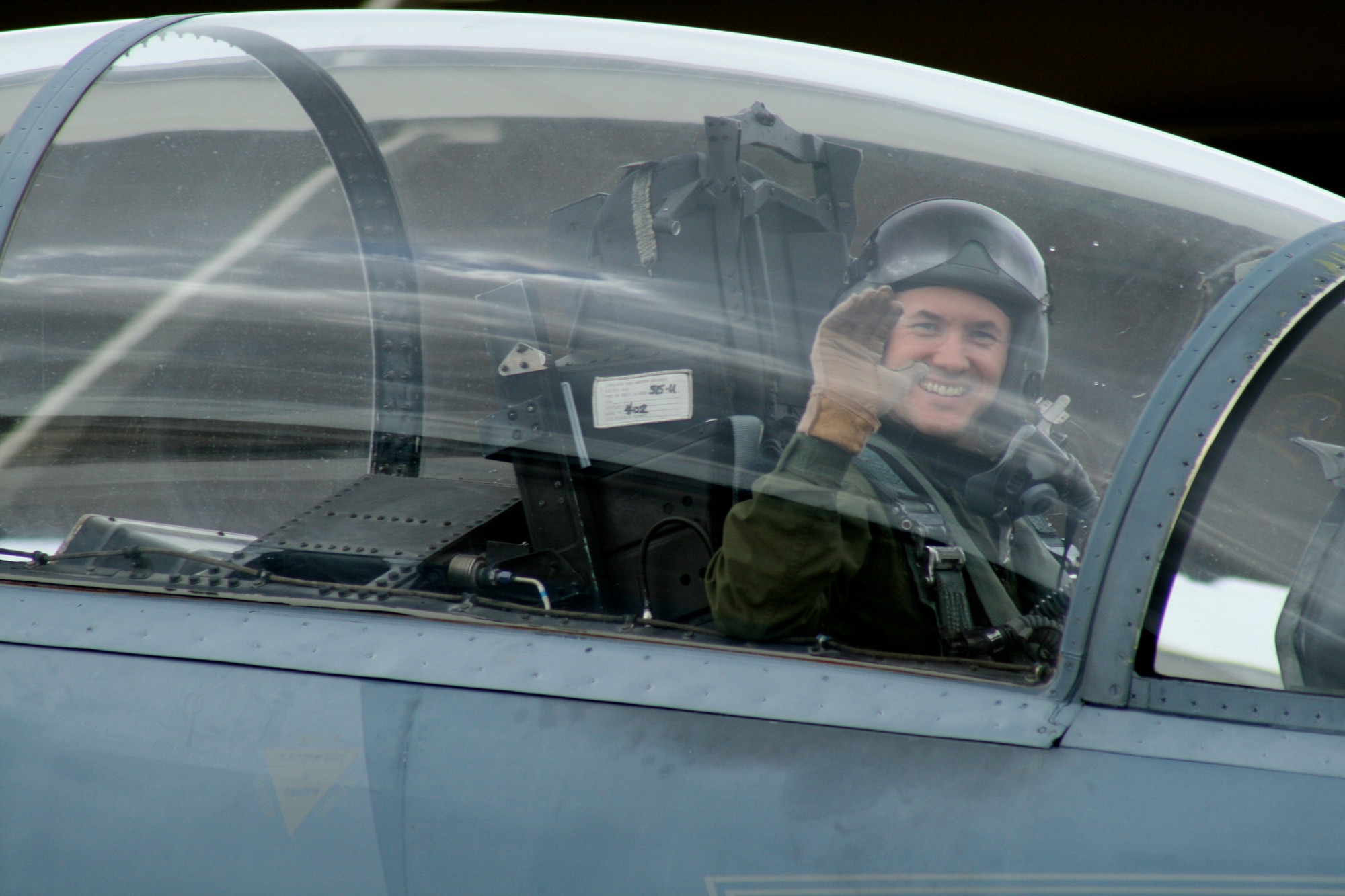 Lt. Col. (Dr.) Jay Flottmann, a former flight surgeon and now fully qualified F-22 Raptor pilot and 325th Fighter Wing chief of flight safety, shown here in an F-15 Eagle, is the first pilot-physician to drive the F-22. (Courtesy photo)  