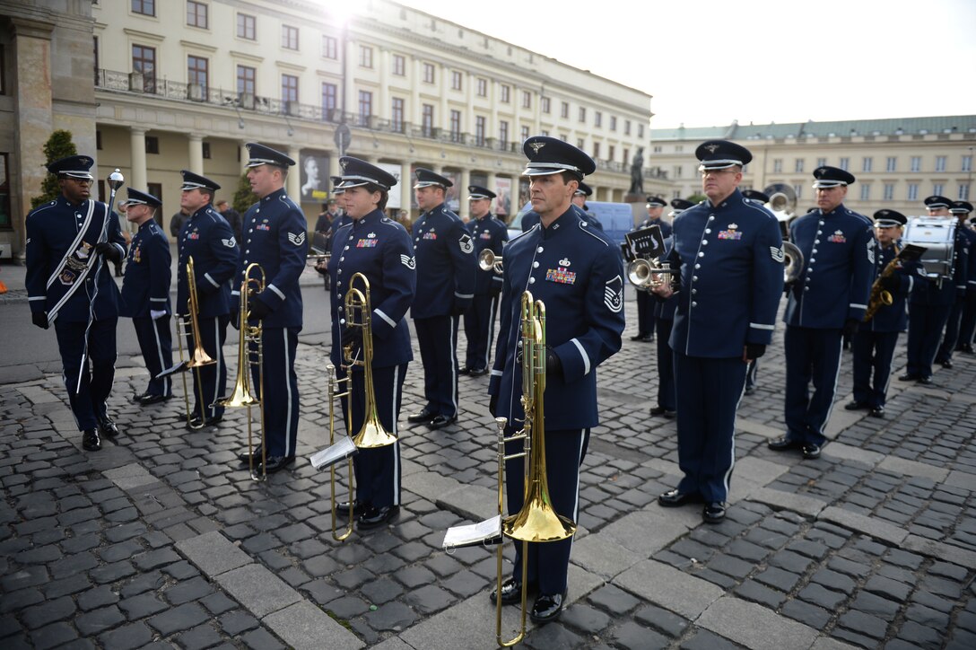 The USAFE Band's new Drum Major, A1C Christopher Jackson, led the band for the Independance Day ceremony.  