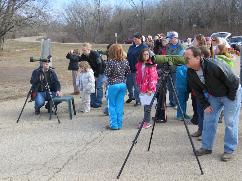 More than 100 people attended the Perry Lake Eagles Day on Jan. 26, 2013. It was sponsored by the Jayhawk Audobon Society, Lawrence Parks and Recreation--Prairie Park and Nature Center and the Kansas City District U.S. Army Corps of Engineers. The event boasted live eagle presentations, black-footed ferret restoration efforts and guided eagle-viewing tours.