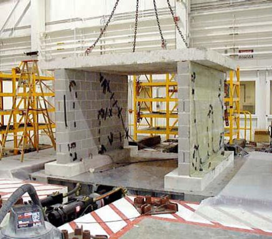 CERL uses the Triaxial Earthquake and Shock Simulator (TESS), a three-dimensional “shake table,” to test the durability of ERDC systems and facilities under hazardous conditions.