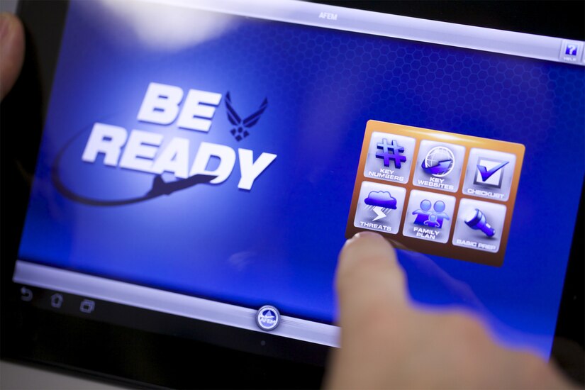 TYNDALL AIR FORCE BASE, Fla. -- The Air Force "Be Ready" mobile app for use on Android devices. The app was designed to be an on-the-go source for emergency hazard information as part of Air Force Emergency Management’s Be Ready Awareness Campaign. (U.S. Air Force photo/ Eddie Green)