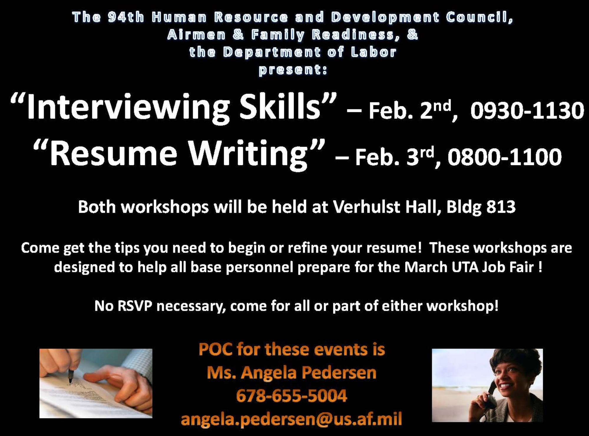Dobbins personnel are invited to attend workshops during the Febuary drill weekend, in order to prepare for the 2013 Job, Education and Veteran Benefits Fair. (courtesy image)