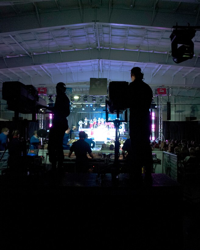 The Air Force’s musical troupe Tops in Blue performed for hundreds of members of Team XL in a concert at the Weather Hangar here at Laughlin Air Force Base, Texas, Jan. 29, 2013. Tops in Blue’s visit to Laughlin was part of their 2012 World Tour entitled “Listen”. (U.S. Air Force photo/2nd Lt. David Tart)