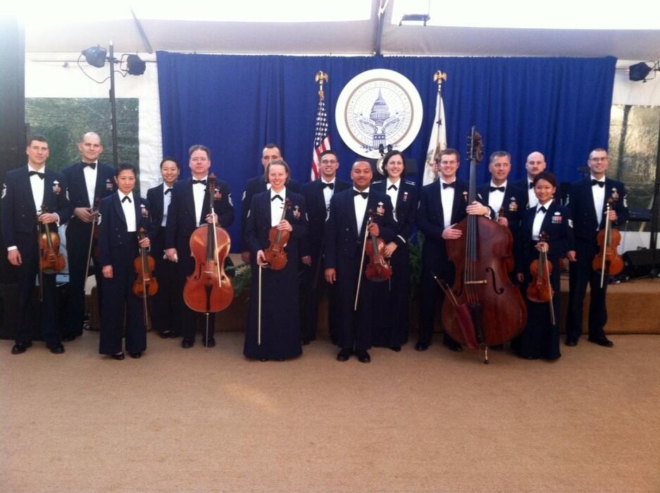 The Air Force Strings provided entertainment for an inaugural reception at Vice President Biden's residence on Jan. 20.