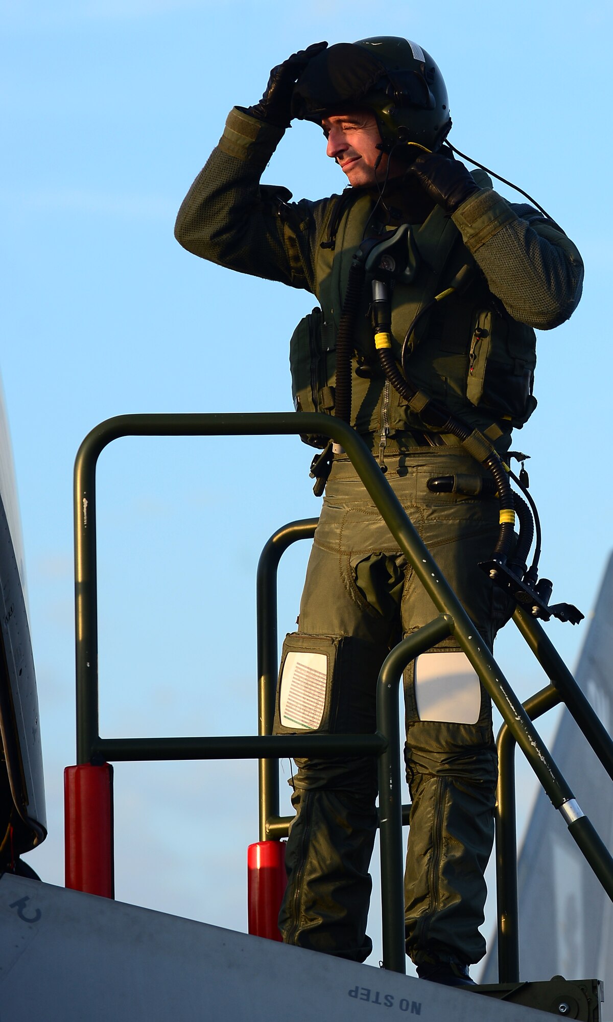 Royal Air Force Wing Cmdr. Paul Godfrey, XI Squadron Typhoon FGR4 pilot, prepares for takeoff during Exercise Western Zephyr at Langley Air Force Base, Va., Jan. 29, 2013.  Exercise Western Zephyr tests the capabilities and tactics of both the F-22 Raptor and Typhoon.  (U.S. Air Force photo by Senior Airman Kayla Newman/Released)