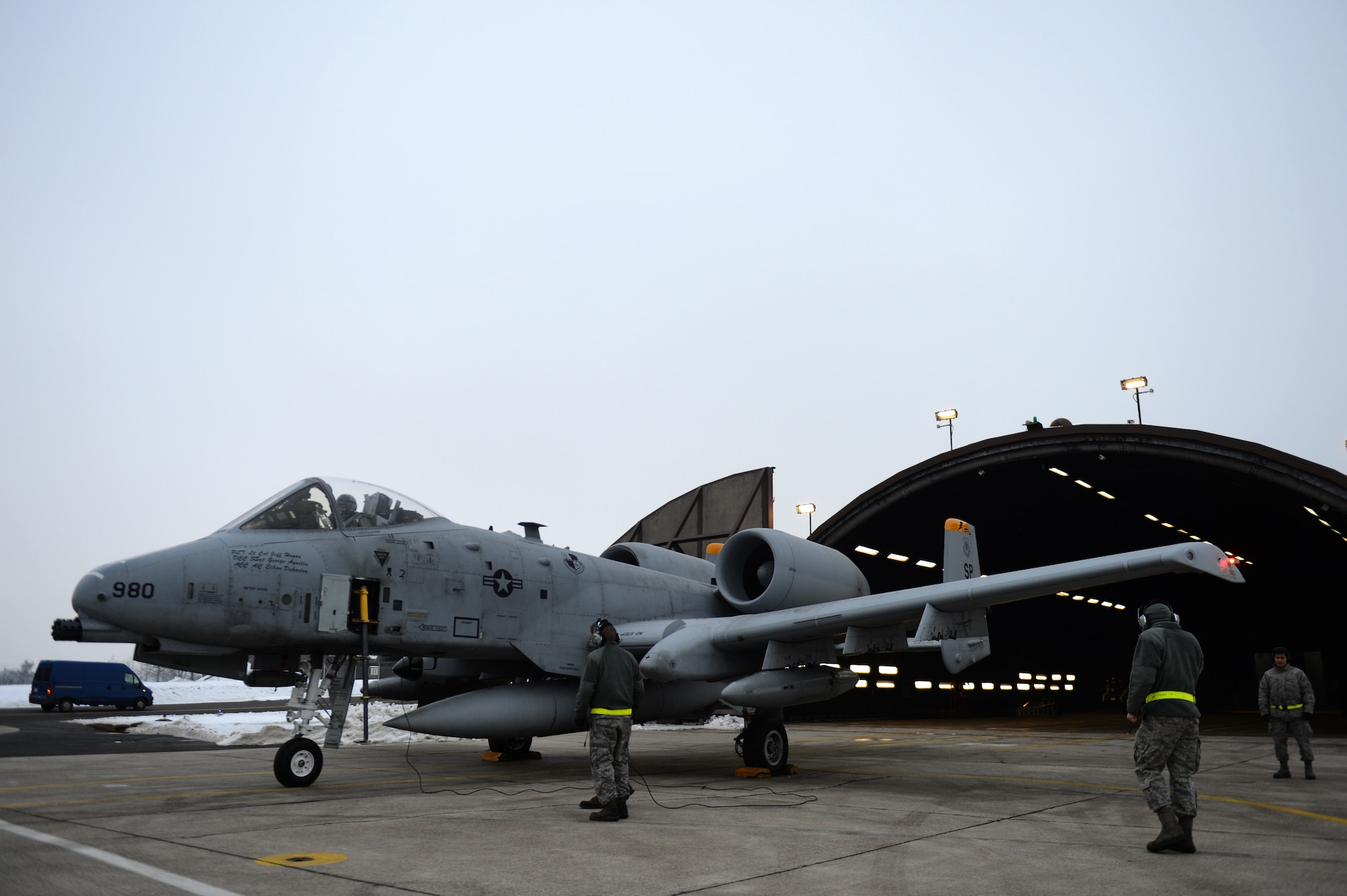 SPANGDAHLEM AIR BASE, Germany – An 81st Fighter Squadron A-10 Thunderbolt II exits a hardened aircraft shelter on the flightline Jan. 24, 2013. The A-10 will not be returning to Spangdahlem AB due to the inactivation of the 81st FS. But even with the inactivation, the 52nd Fighter Wing will maintain its vital fighter mission in Europe. (U.S. Air Force photo by Airman 1st Class Gustavo Castillo/Released)