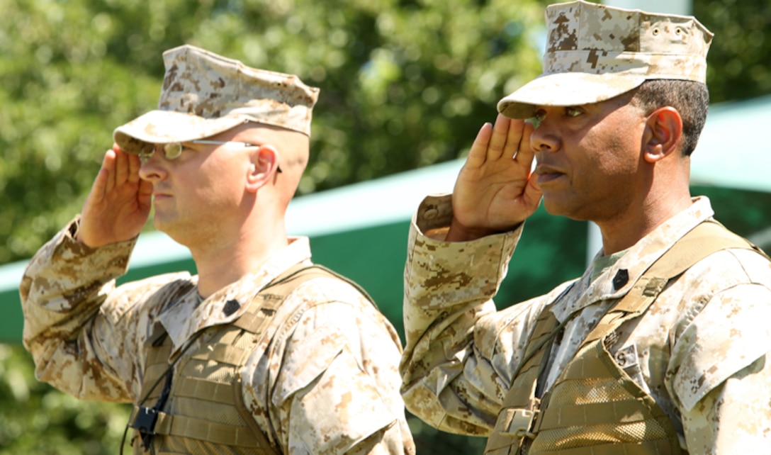 Marine Unmanned Aerial Vehicle Squadron 3 welcomed their new sergeant major during a post and relief ceremony at Lance Cpl. Torrey L. Gray field June 25, bidding fare well to Sgt. Maj. James L. Johnson.