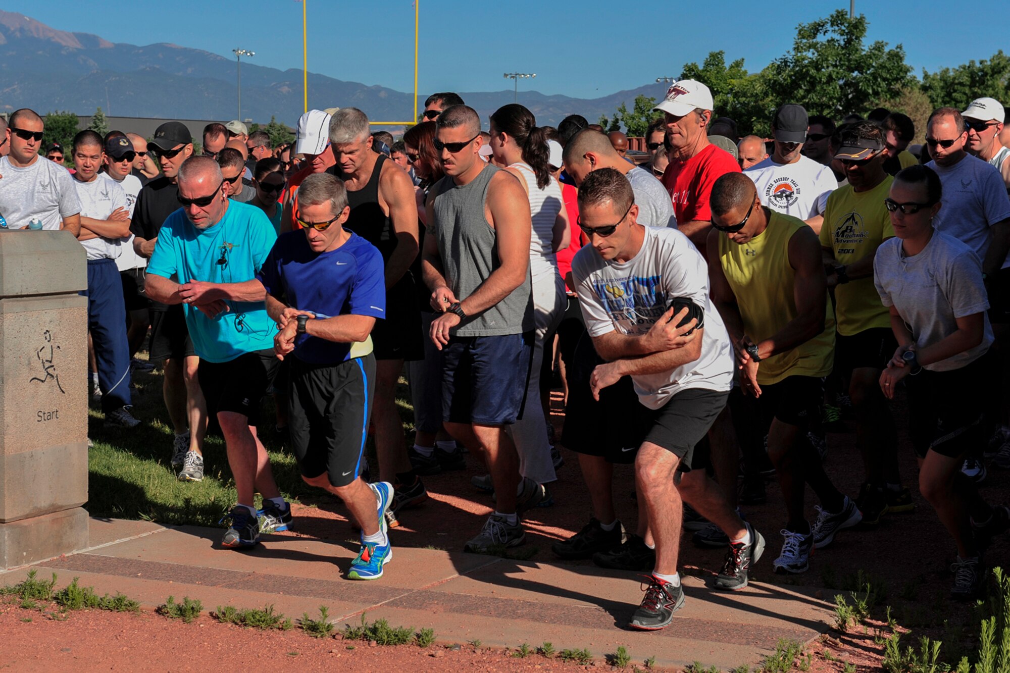 PETERSON AIR FORCE BASE, Colo. – Runners and walkers kick off the 5k race June 27 at the 21st Space Wing's sports and field day. The annual event challenges Airmen and civilians to test their skills and stamina while building camaraderie, and of course allow bragging rights. (U.S. Air Force photo/Philip Carter)