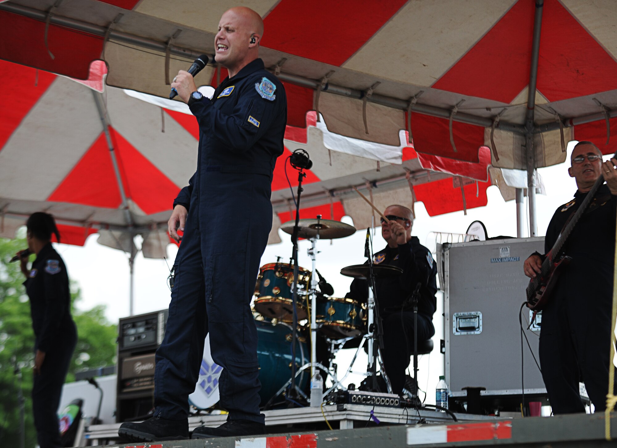 Max Impact, Air Force’s premier rock band, performs at the 3rd Annual Joint Base Andrews Motorcycle Safety Day on June 28, 2013. (U.S. Air Force photo/Jim McKinney)