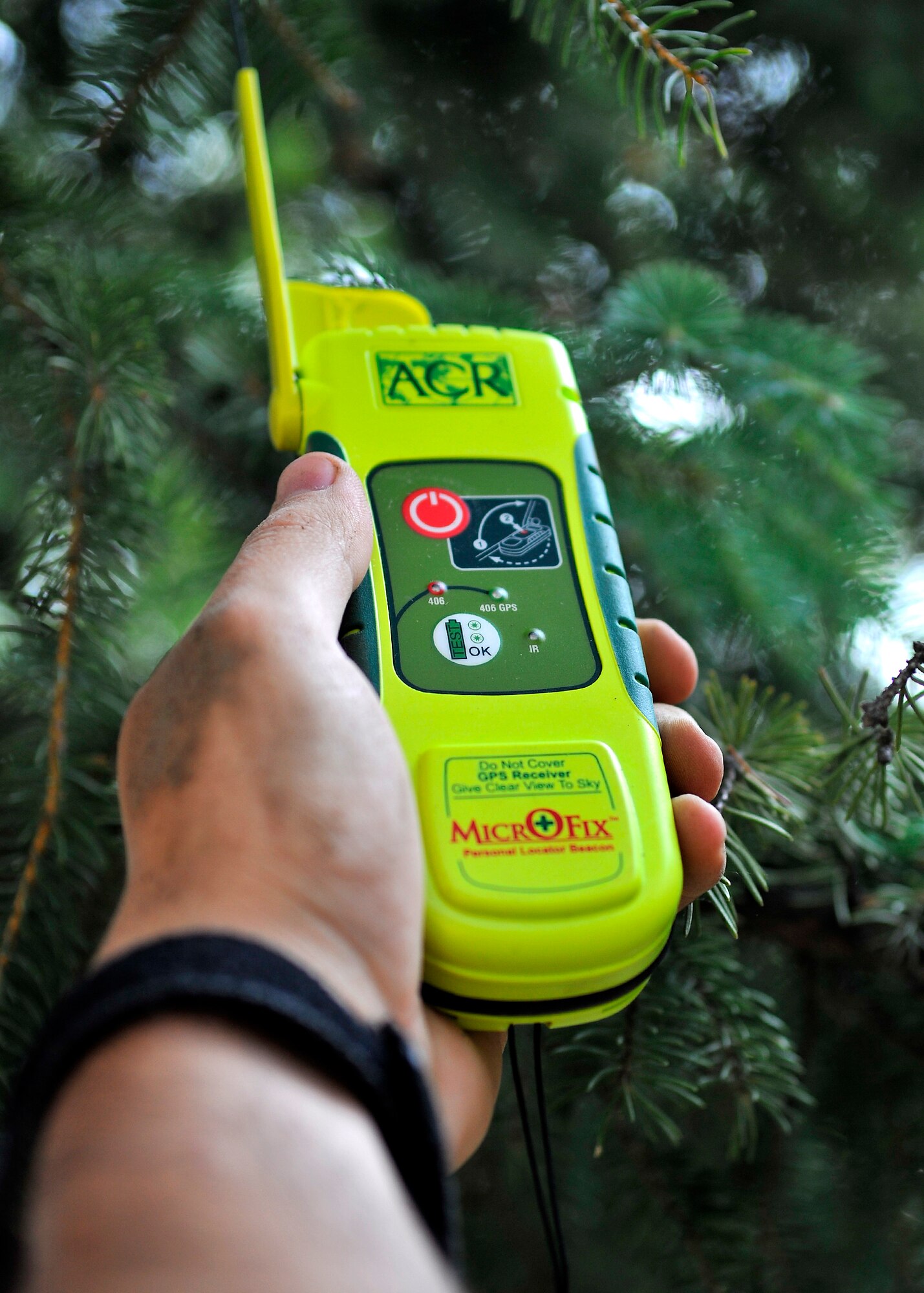 A personal locator beacon helped save the lives of two Airmen near Eielson Air Force Base, Alaska, June 24, 2013. A PLB is a device activated by the user which sets off a signal that is located by GPS. It provides a pinpoint location of the user anywhere in the world. These devices are available to be checked out from the 354th Fighter Wing safety office free of charge. (U.S. Air Force photo by Senior Airman Shawn Nickel/Released)
