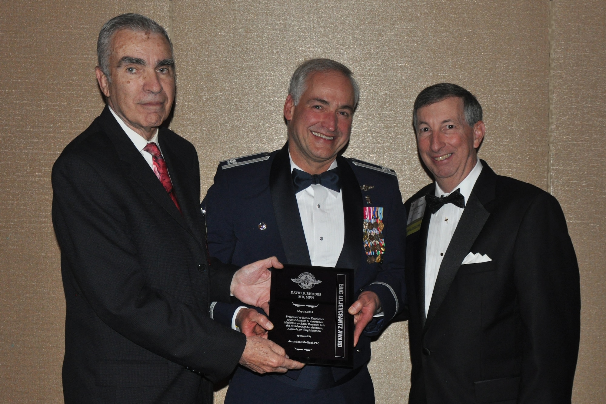 Col David Rhodes, RAM Program Director, receives the 2012 AsMA Liljencrantz Award for excellence as an educator in aerospace medicine.