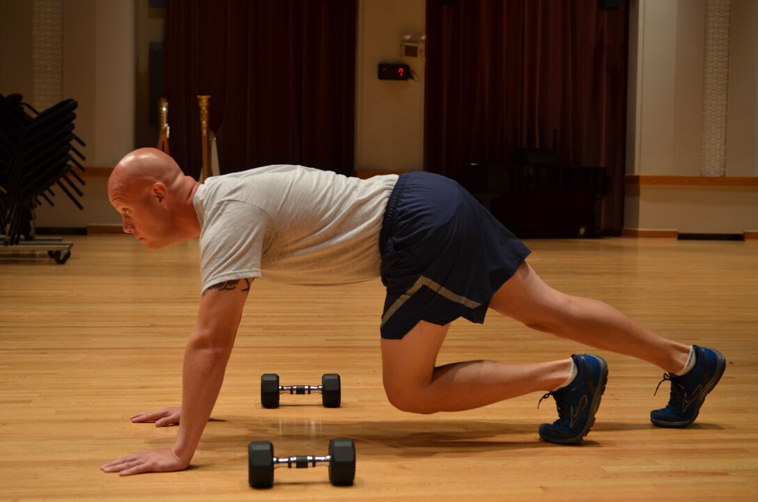 Master Sergeant Carson demonstrates the "Mountain Climber" left postion.