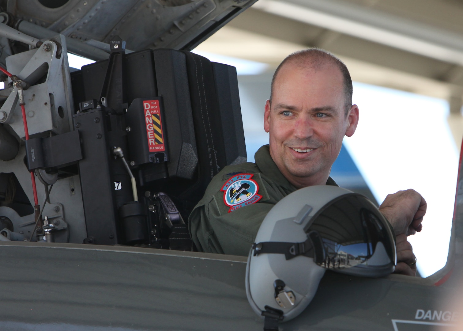 Col. David Drichta, 12th Operations Group deputy commander, returns from his first flight back after his battle with cancer at Joint Base San Antonio-Randolph, Texas June 19, 2013.  Drichta was diagnosed with Stage IV cancer in February 2012 and, after more than a year in recovery, was medically cleared to return to flight status.  The flight marked his return to flight status as well as his 3,000th flight hour in Air Force aircraft. (Courtesy photo by Stacy Nyikos)