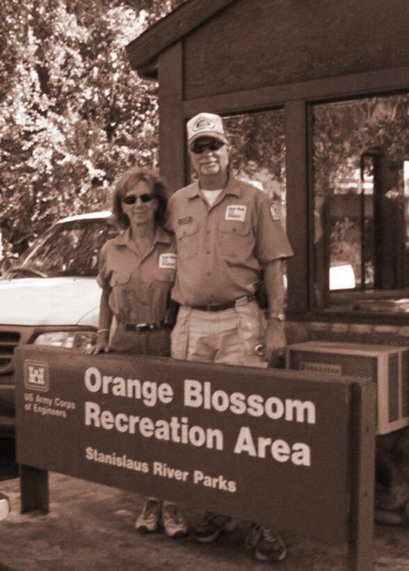 Jeff and Geneva Jones greet folks with a smile at the Orange Blossom Recreation Area kiosk in Stanislaus River Parks.