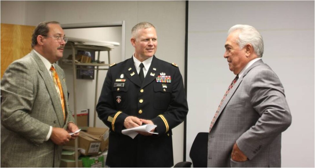 Col. Jordan, Commissioner DeJuliis and an area contractor speak candidly following the recent Construction Roundtable. 