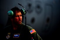 U.S. Air Force Senior Master Sgt. Mark Darby a C-130 aerial spray operator loadmaster from the 910th Airlift Wing  at Youngstown-Warren Air Reserve Station, Ohio, waits for the weather to clear at Stennis International Airport in Kiln, Miss. in order to start engines on the C-130 for a chemical dispersing mission May 4, 2010. Members of the 910th Airlift Wing (AW) are in Mississippi to assist with the Deepwater Horizon oil spill. The 910th AW specializes in aerial spray and is the Department of Defense's only large-area fixed-wing aerial spray unit. 